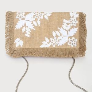 NWT Lulus Straw Beaded Clutch